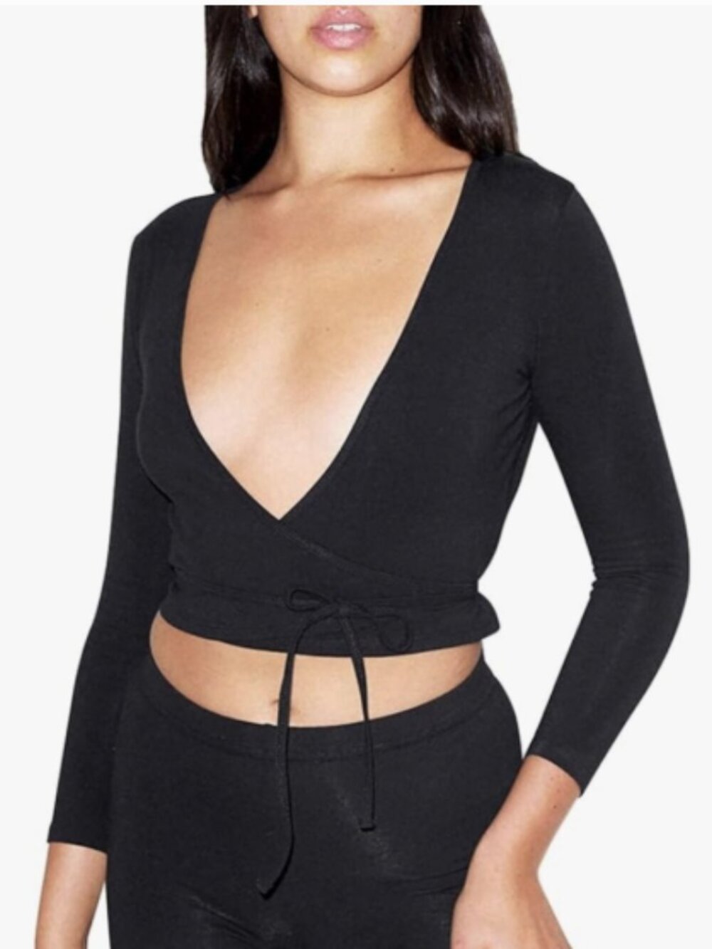 American Apparel Long Sleeve Wrap Crop Top